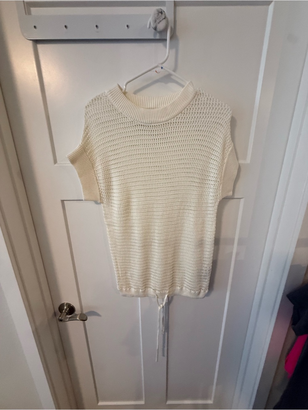 Varley Cream Knit Short-Sleeve Pullover Top size xs